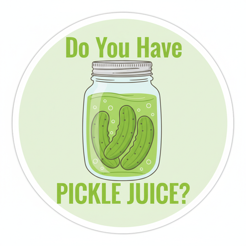 Do You Have Pickle Juice trail running sticker with empty pickle jar and pickle spears