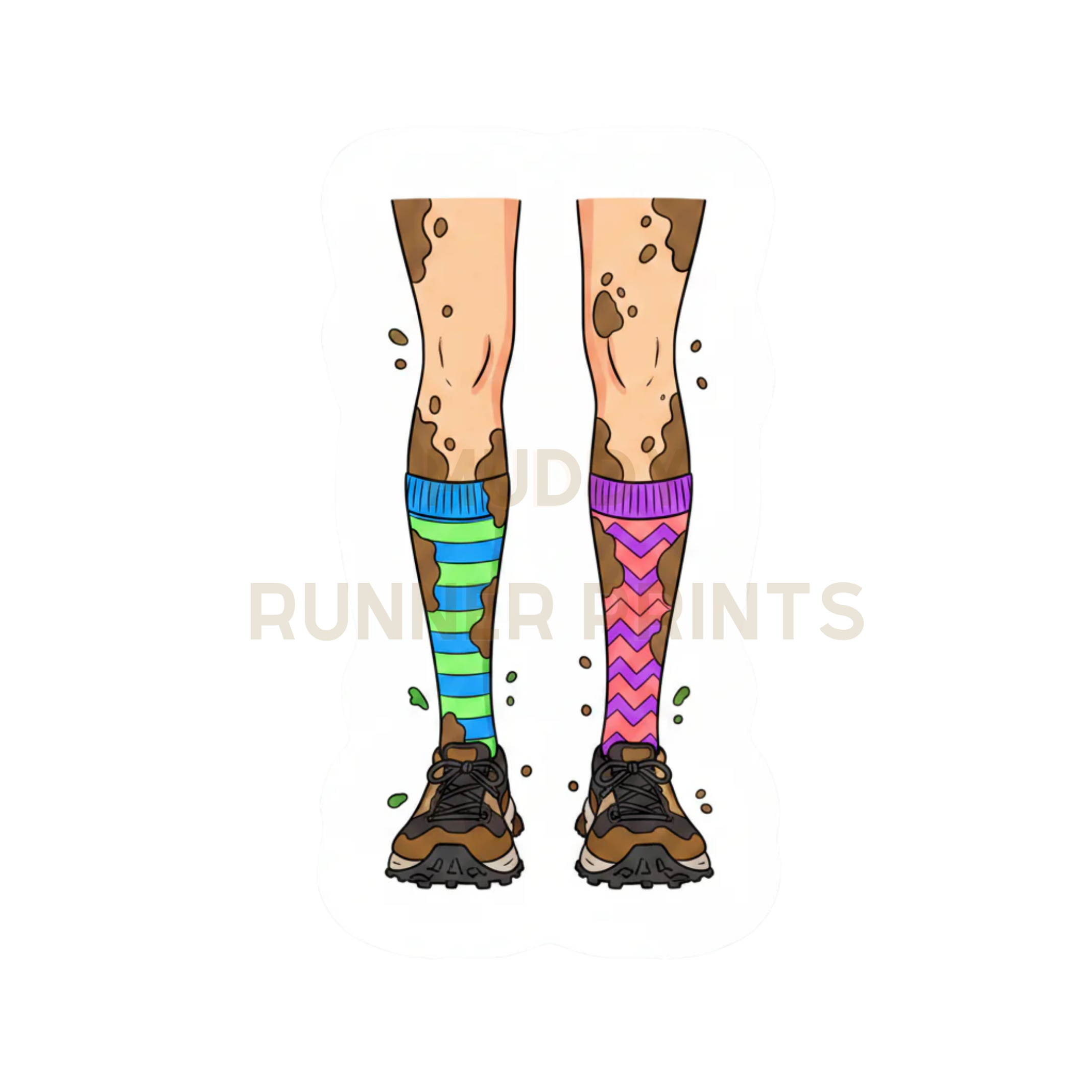 Muddy trail legs die-cut sticker