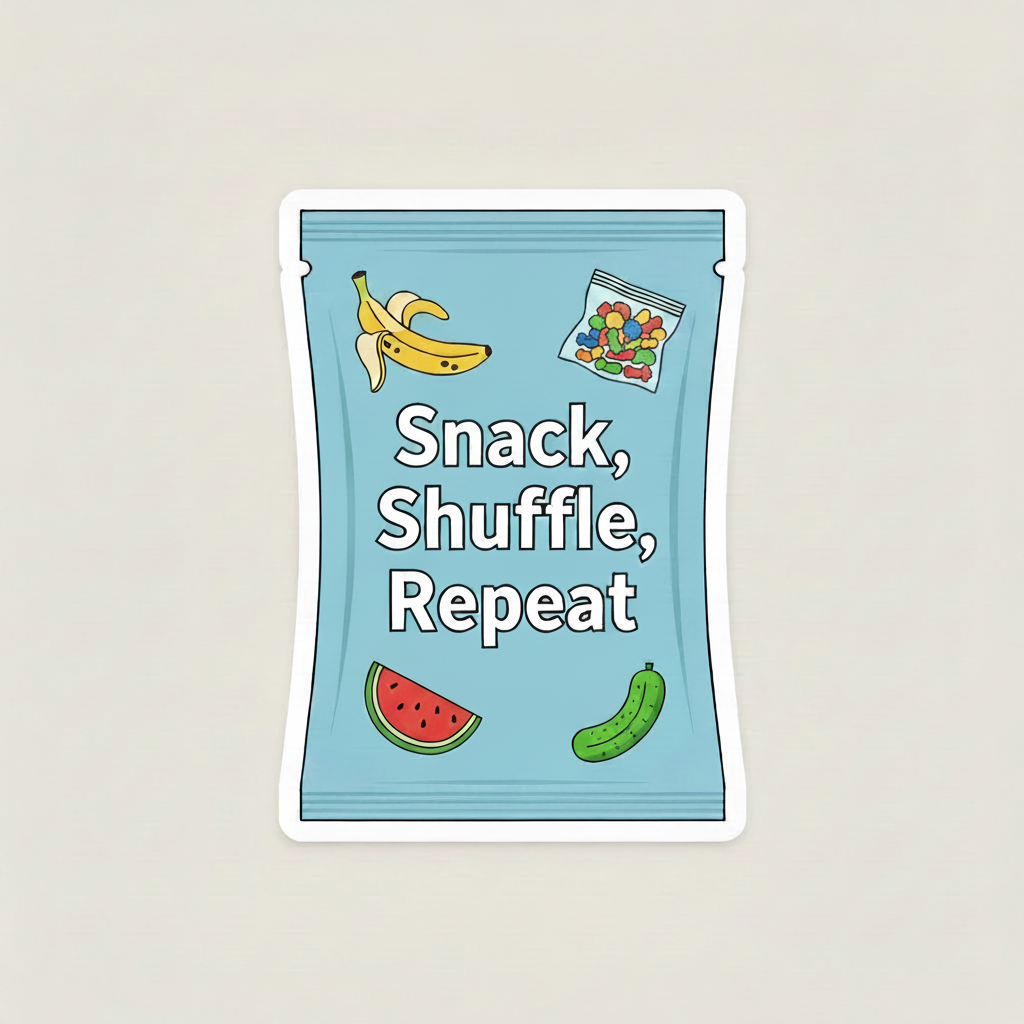 Snack, Shuffle, Repeat - generic candy bag